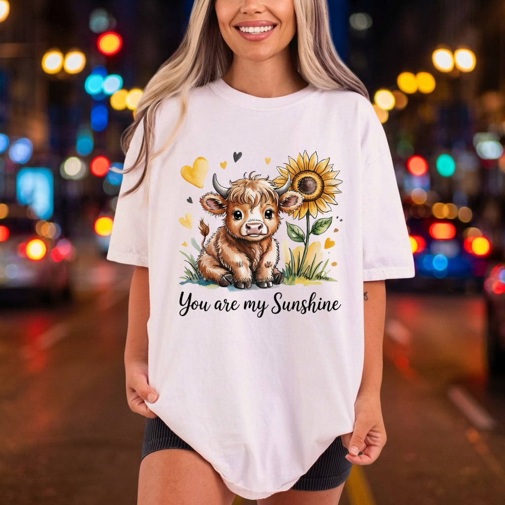 Highland Cow Sunflower You Pet Sunflower Ready to Press DTF Transfer for Dtf