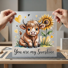 Highland Cow Sunflower You Pet Sunflower Ready to Press DTF Transfer for Dtf