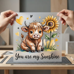 Highland Cow Sunflower You Pet Sunflower Ready to Press DTF Transfer for Dtf