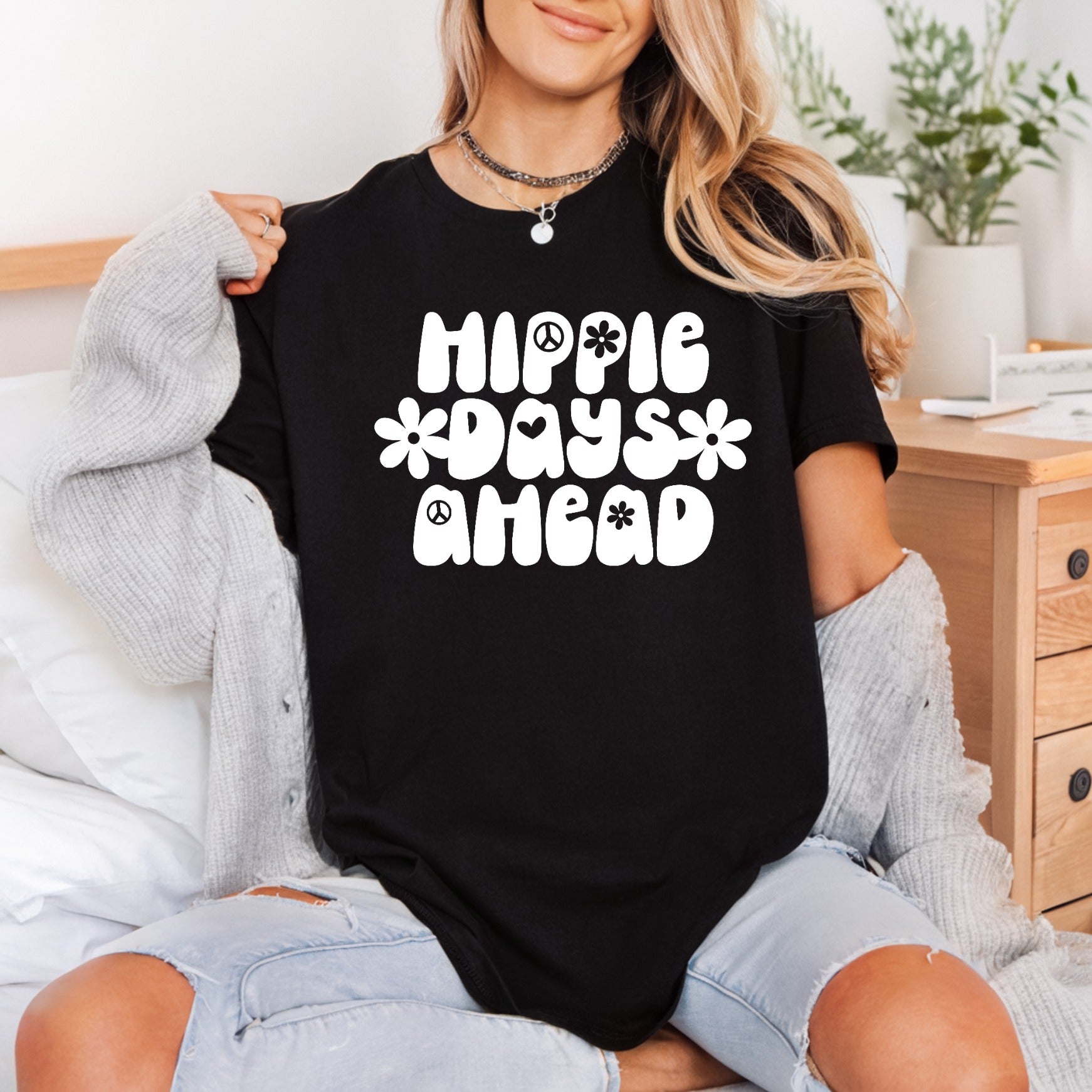 Hippie Days Ahead Retro Vintage Retro Ready to Press DTF Transfer for Dtf