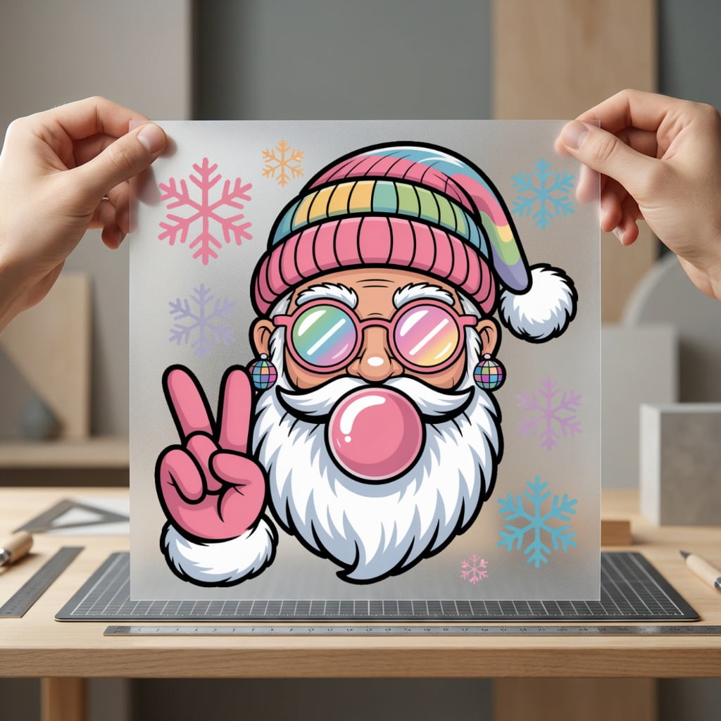 Hippie Santa Rainbow Retro Christmas Retro Ready to Press DTF Transfer for Dtf