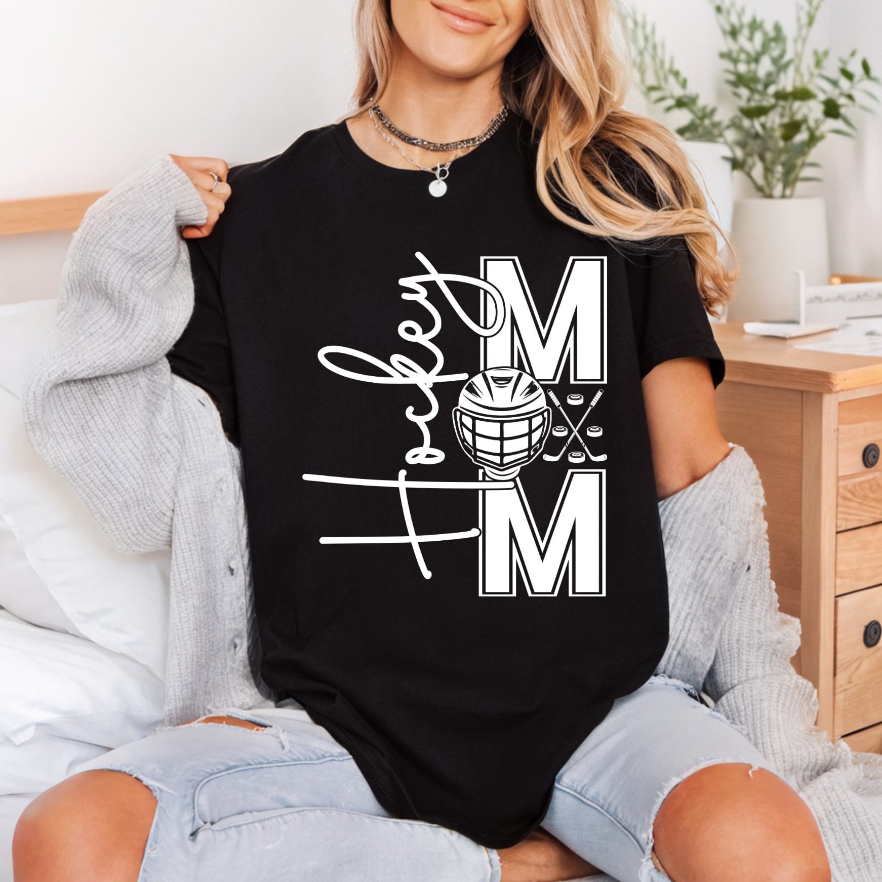 Hockey Mom Script Helmet Winter Mom Ready to Press DTF Transfer for Dtf