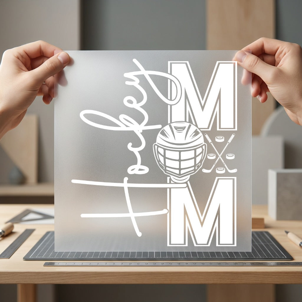 Hockey Mom Script Helmet Winter Mom Ready to Press DTF Transfer for Dtf