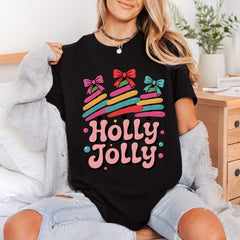 Holly Jolly Christmas Trees Christmas Retro Ready to Press DTF Transfer for Dtf
