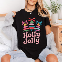 Holly Jolly Colorful Trees Christmas Retro Ready to Press DTF Transfer for Dtf