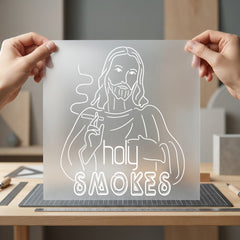 Holy Smokes Jesus Outline Jesus Aesthetic Ready to Press DTF Transfer for Dtf