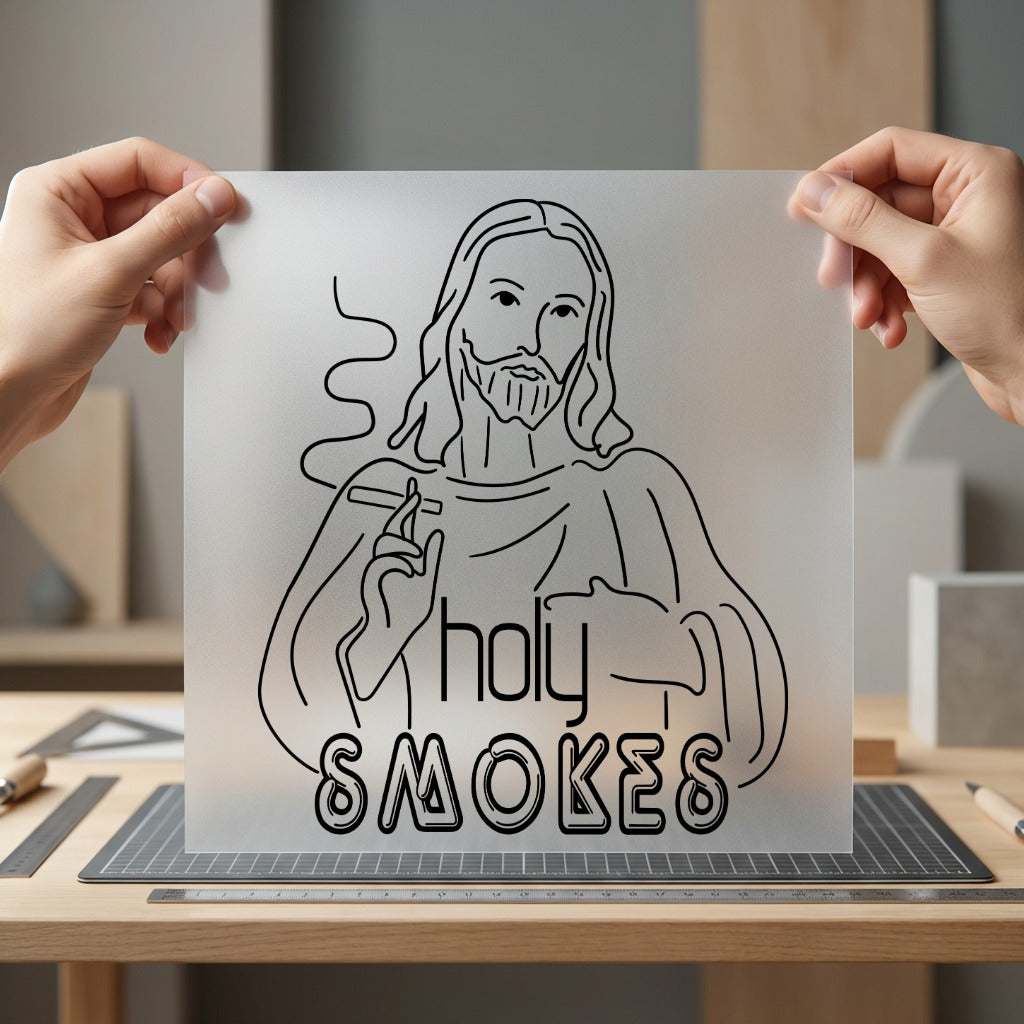 Holy Smokes Jesus Outline Jesus Aesthetic Ready to Press DTF Transfer for Dtf