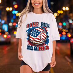 Home Run Mama Baseball 4th Of July Patriotic Ready to Press DTF Transfer for Dtf