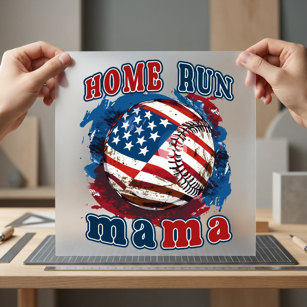 Home Run Mama Baseball 4th Of July Patriotic Ready to Press DTF Transfer for Dtf