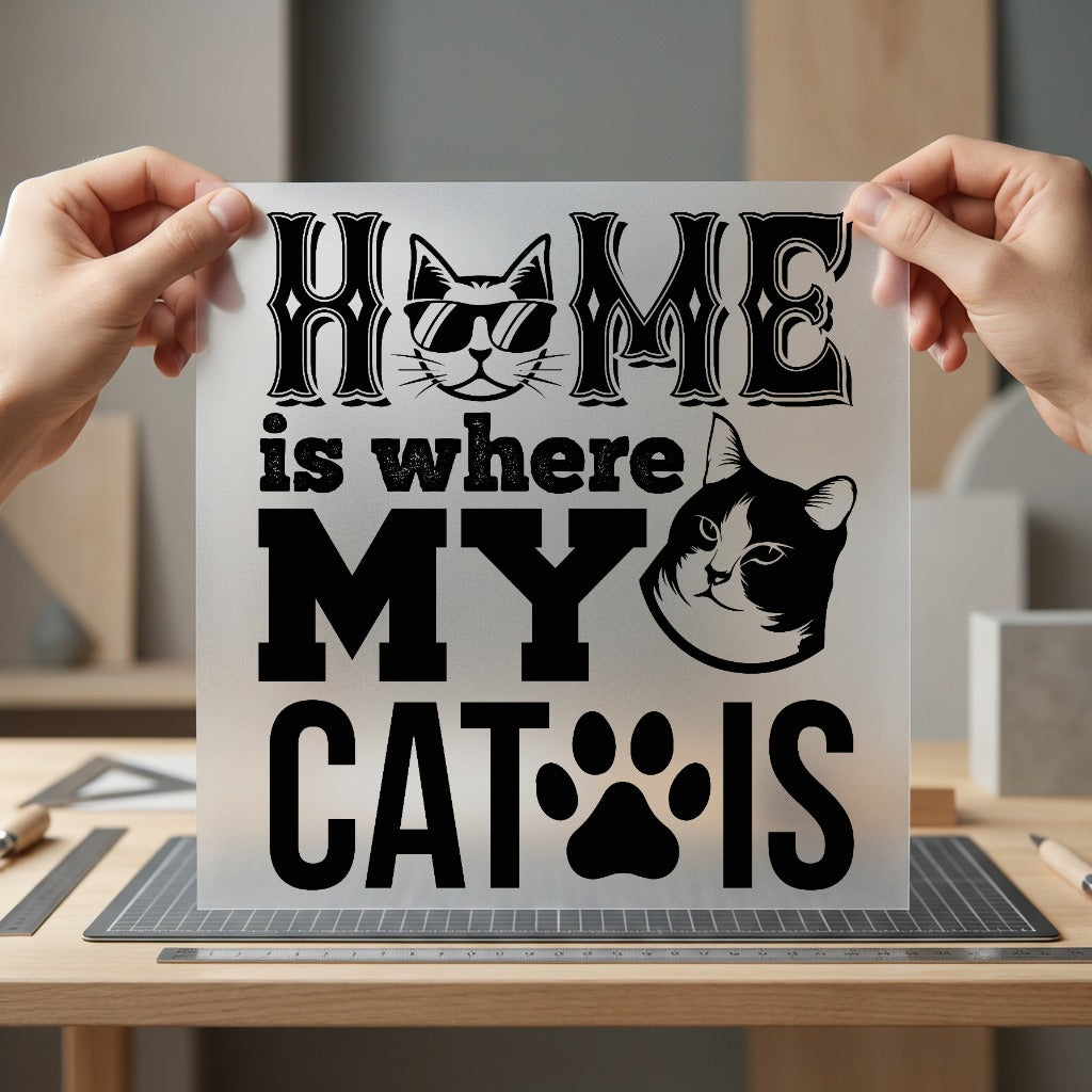 Home Where Cat Pet Mom Dad Ready to Press DTF Transfer for Dtf