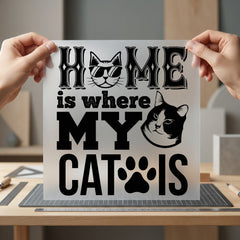 Home Where Cat Pet Mom Dad Ready to Press DTF Transfer for Dtf