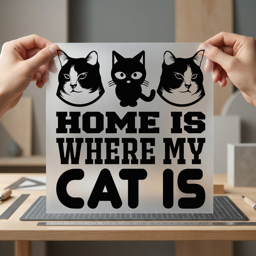 Home Where Cat Pet Mom Dad Ready to Press DTF Transfer for Dtf