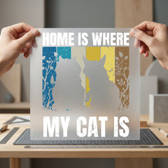 Home Where Cat Retro Mom Dad Ready to Press DTF Transfer for Dtf