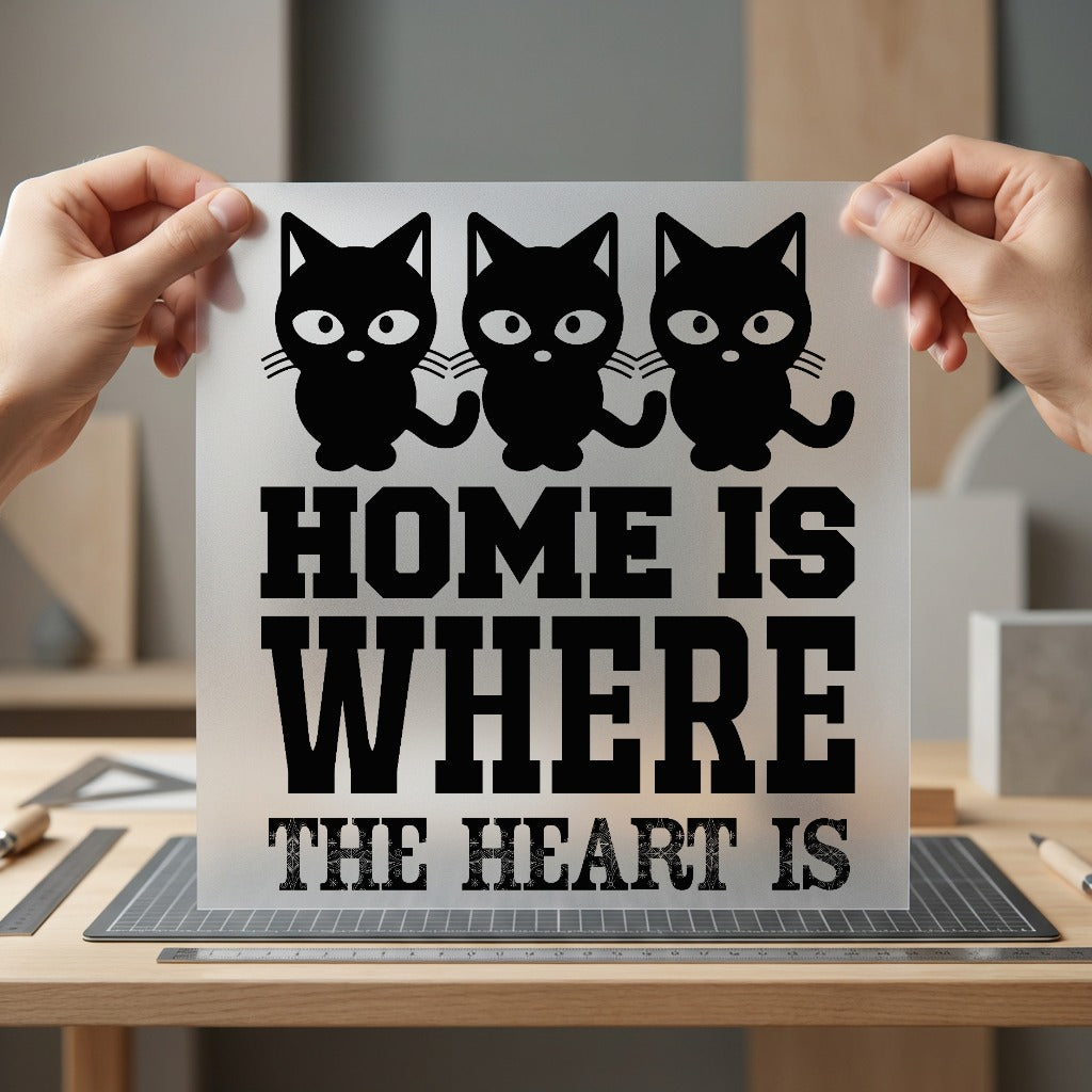 Home Where Heart Cats Mom Dad Ready to Press DTF Transfer for Dtf