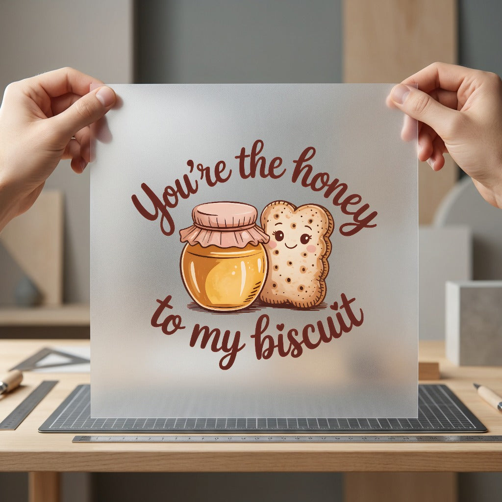 Honey Biscuit Sweet Couple Valentine Funny Ready to Press DTF Transfer for Dtf