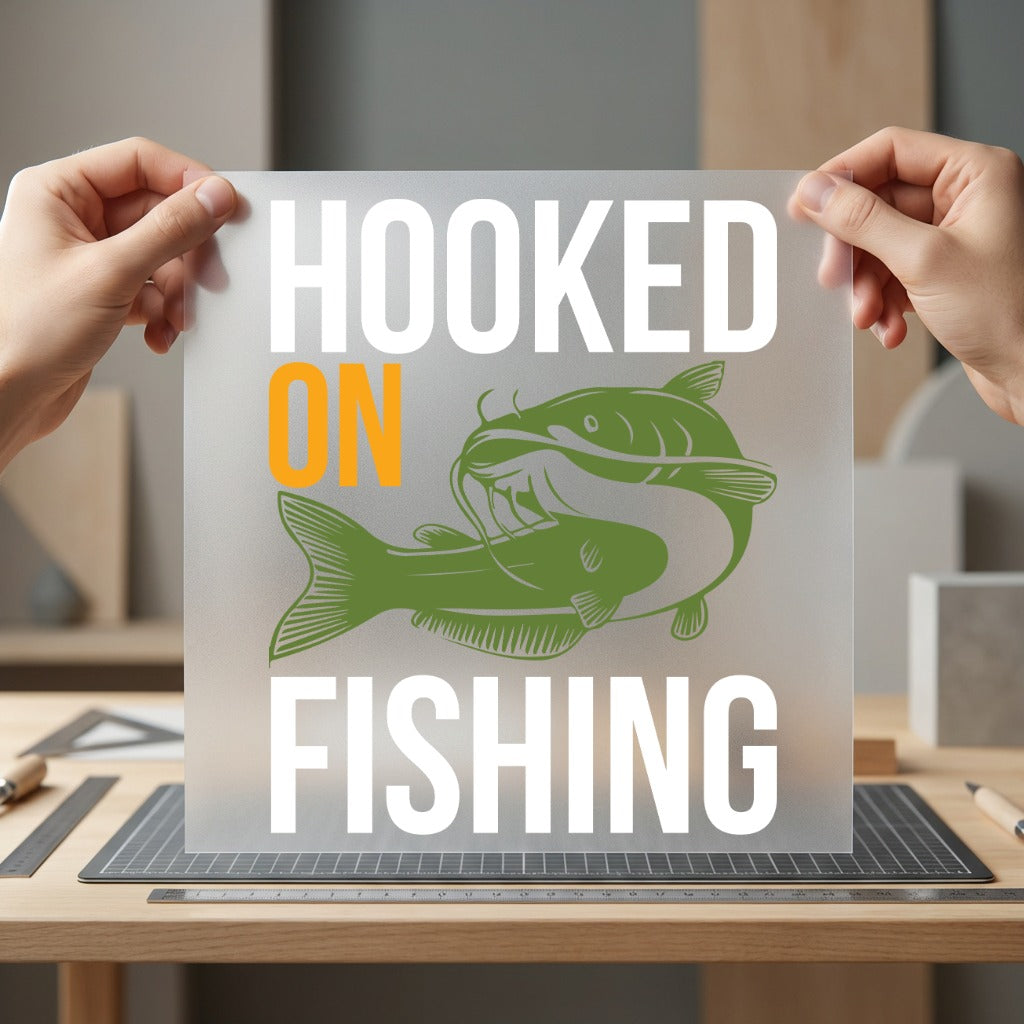 Hooked Fishing Angler Diy Dad Fishing Ready to Press DTF Transfer for Dtf