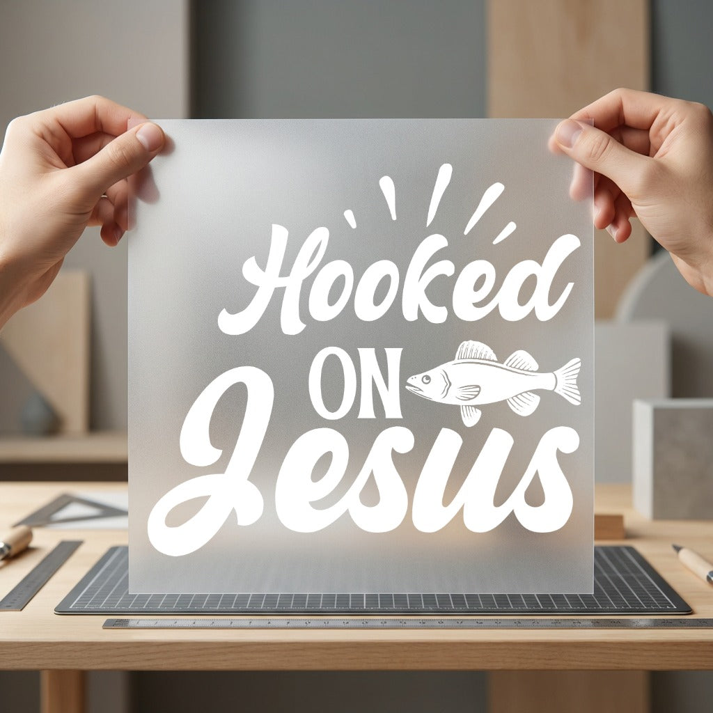 Hooked Jesus Christian Fishing Christian Faith Ready to Press DTF Transfer for Dtf