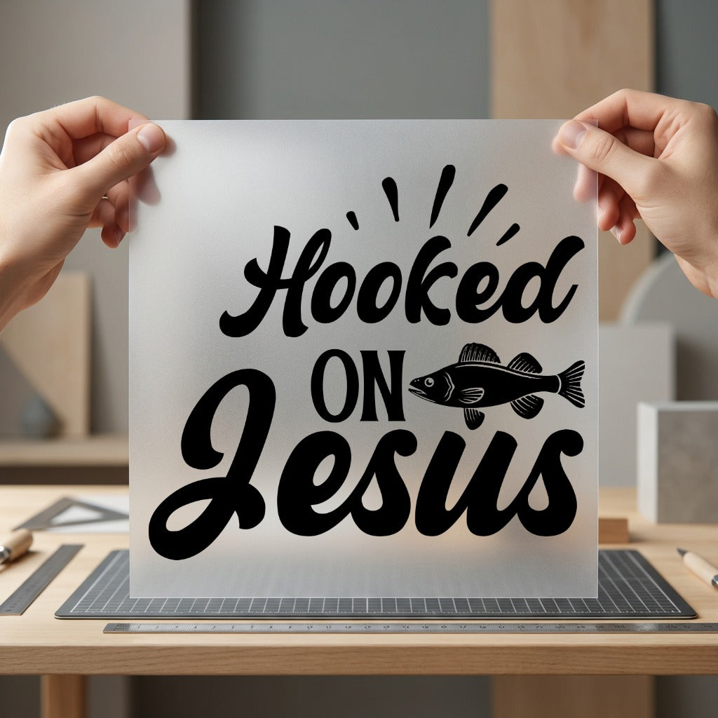 Hooked Jesus Christian Fishing Christian Faith Ready to Press DTF Transfer for Dtf