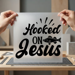 Hooked Jesus Christian Fishing Christian Faith Ready to Press DTF Transfer for Dtf