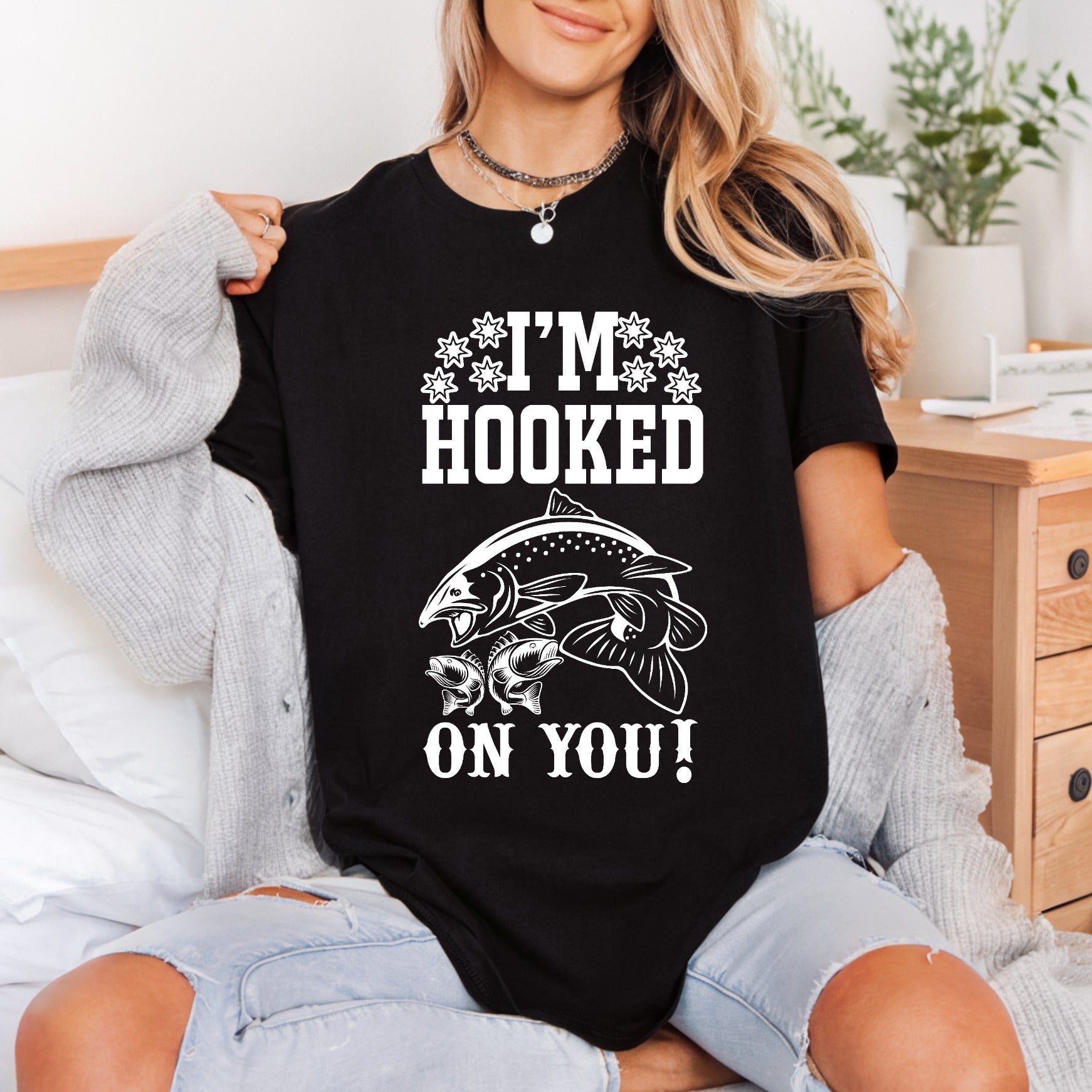 Hooked You Fishing Theme Valentine Funny Ready to Press DTF Transfer for Dtf