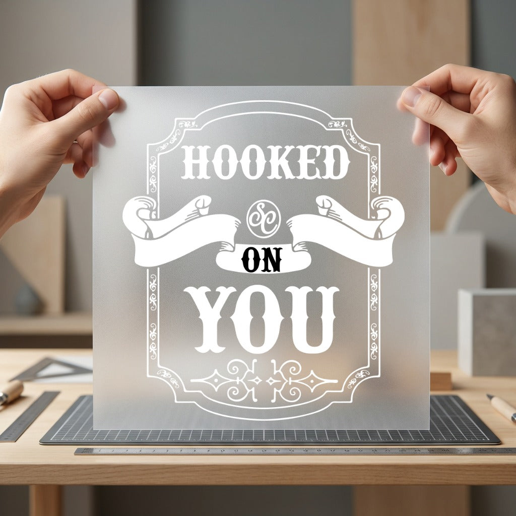 Hooked You Vintage Style Valentine Vintage Ready to Press DTF Transfer for Dtf