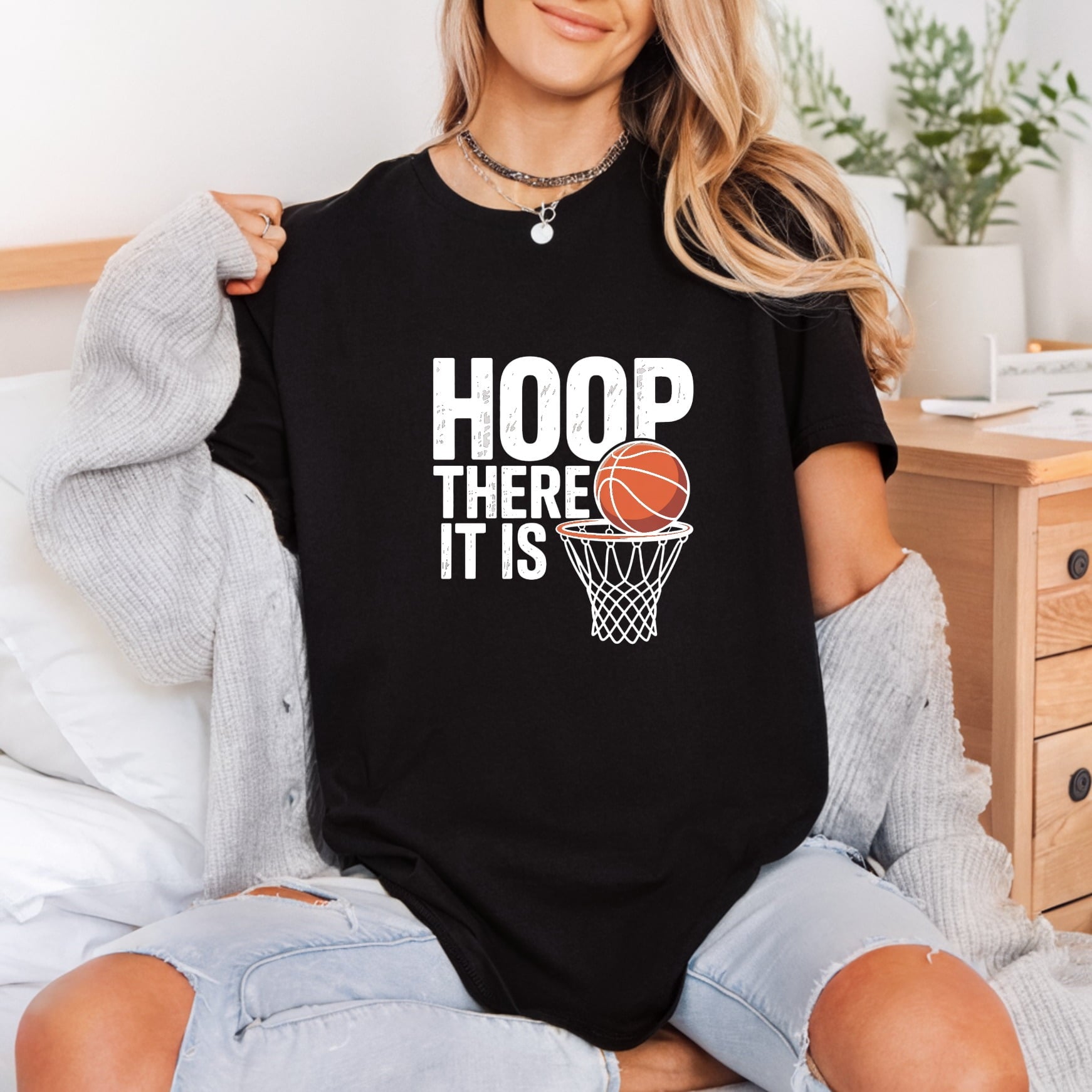 Hoop There Basketball Sports Vintage Retro Ready to Press DTF Transfer for Dtf