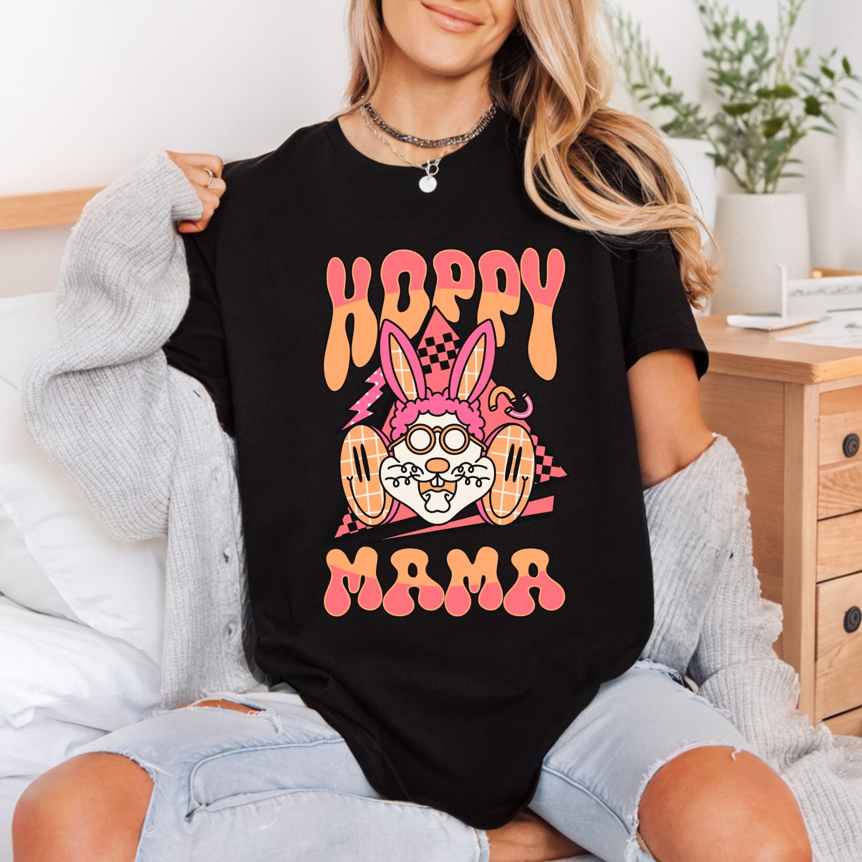 Hoppy Mama Bunny Retro Easter Mom Ready to Press DTF Transfer for Dtf