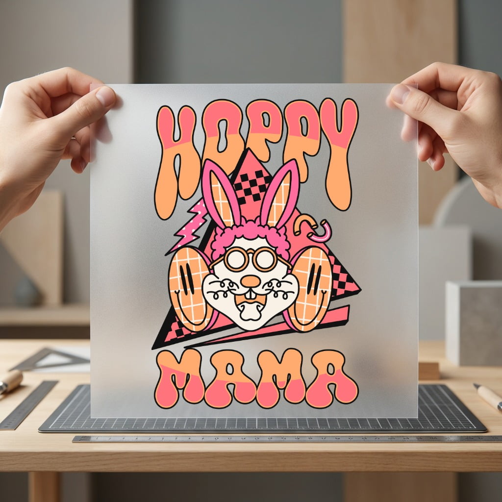 Hoppy Mama Bunny Retro Easter Mom Ready to Press DTF Transfer for Dtf