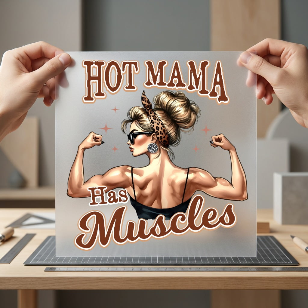 Hot Mama Has Muscles Mom Funny Ready to Press DTF Transfer for Dtf