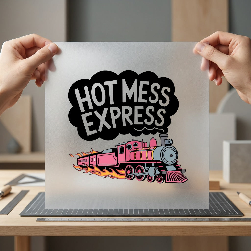 Hot Mess Express Train Mom Funny Ready to Press DTF Transfer for Dtf