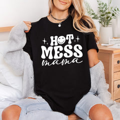 Hot Mess Mama Smiley Mom Funny Ready to Press DTF Transfer for Dtf