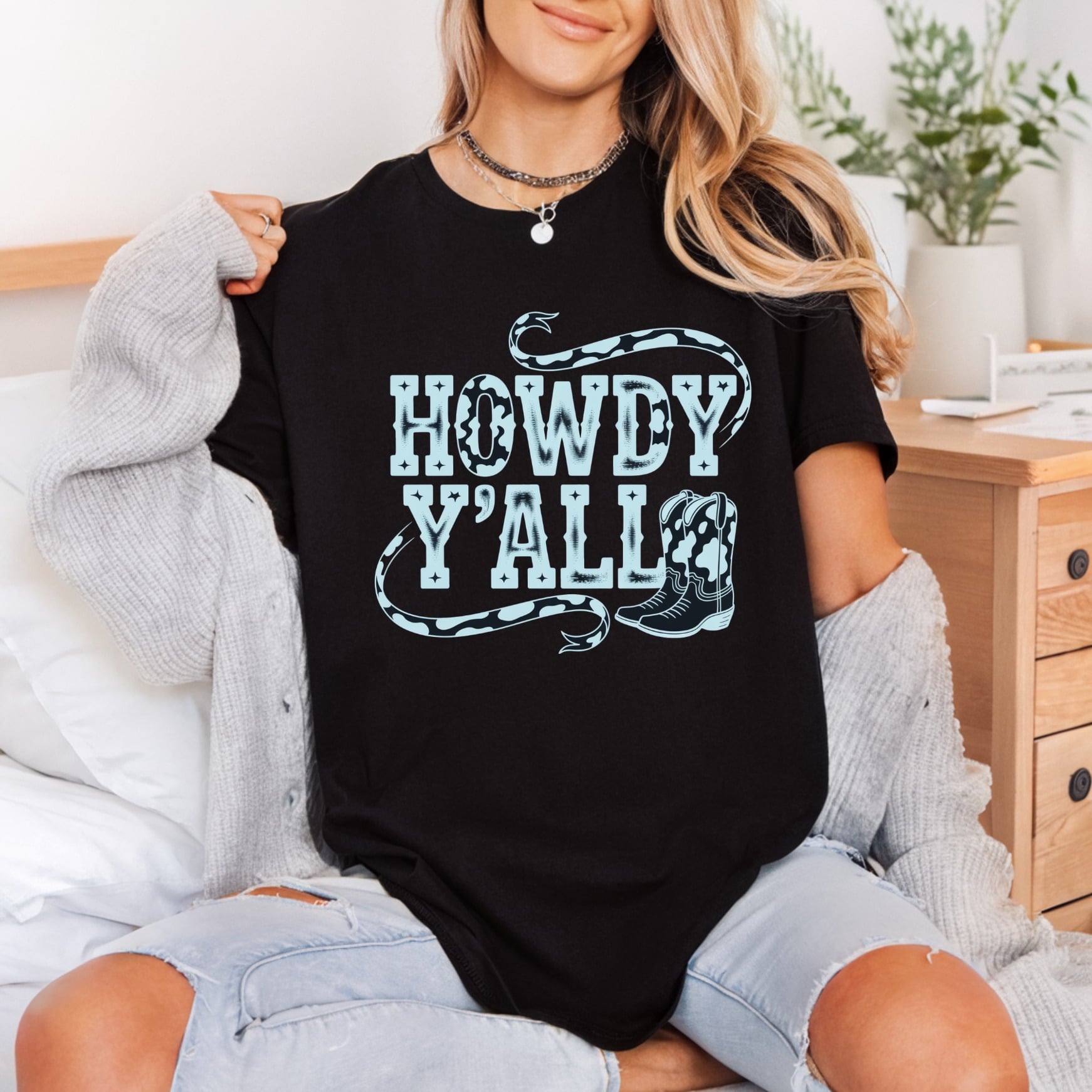 Howdy All Western Boots Usa Vintage Ready to Press DTF Transfer for Dtf