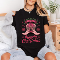 Howdy Christmas Cowboy Boots Usa Christmas Ready to Press DTF Transfer for Dtf