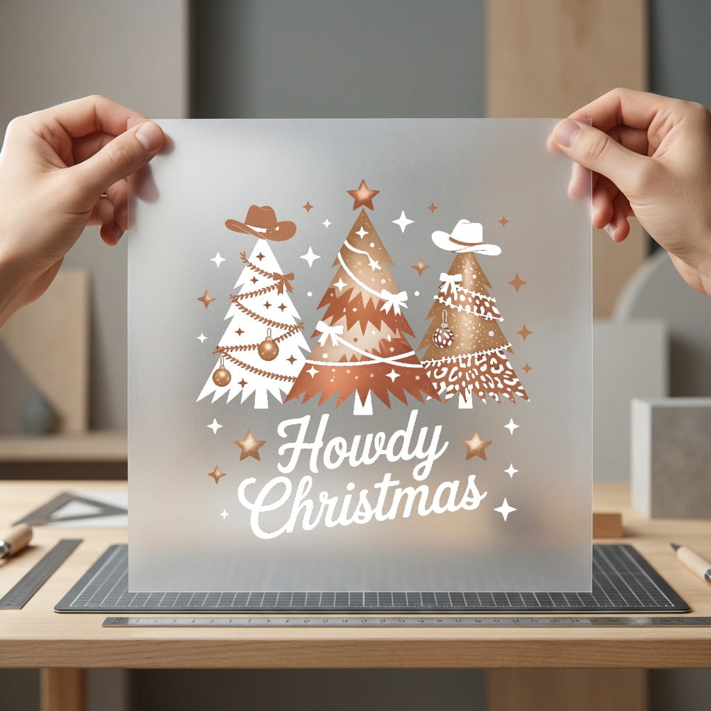 Howdy Christmas Trees Cowboy Usa Christmas Ready to Press DTF Transfer for Dtf