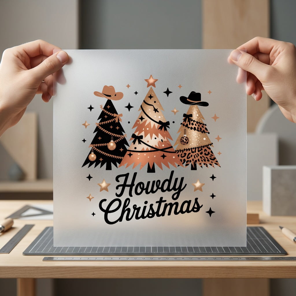 Howdy Christmas Trees Cowboy Usa Christmas Ready to Press DTF Transfer for Dtf