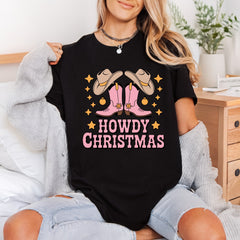 Howdy Christmas Western Boots Usa Christmas Ready to Press DTF Transfer for Dtf