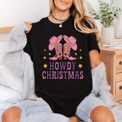 Howdy Christmas Western Boots Usa Christmas Ready to Press DTF Transfer for Dtf
