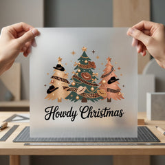 Howdy Christmas Western Diy Usa Christmas Ready to Press DTF Transfer for Dtf