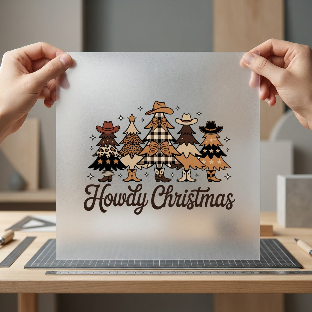 Howdy Christmas Western Tree Usa Christmas Ready to Press DTF Transfer for Dtf
