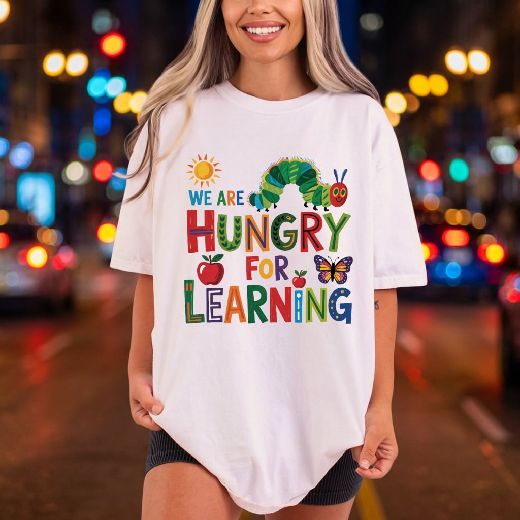 Hungry Learning Caterpillar Kids Teacher Ready to Press DTF Transfer for Dtf