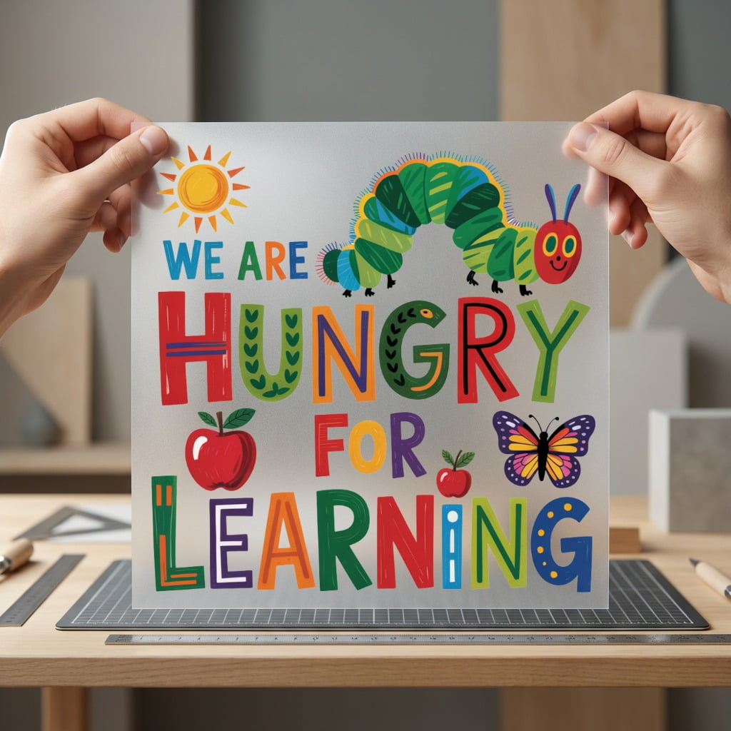 Hungry Learning Caterpillar Kids Teacher Ready to Press DTF Transfer for Dtf