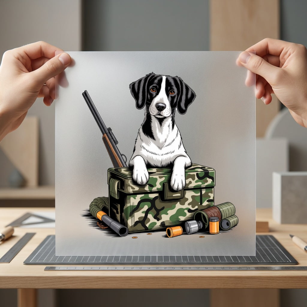 Hunting Dog Camo Box Mom Dad Ready to Press DTF Transfer for Dtf