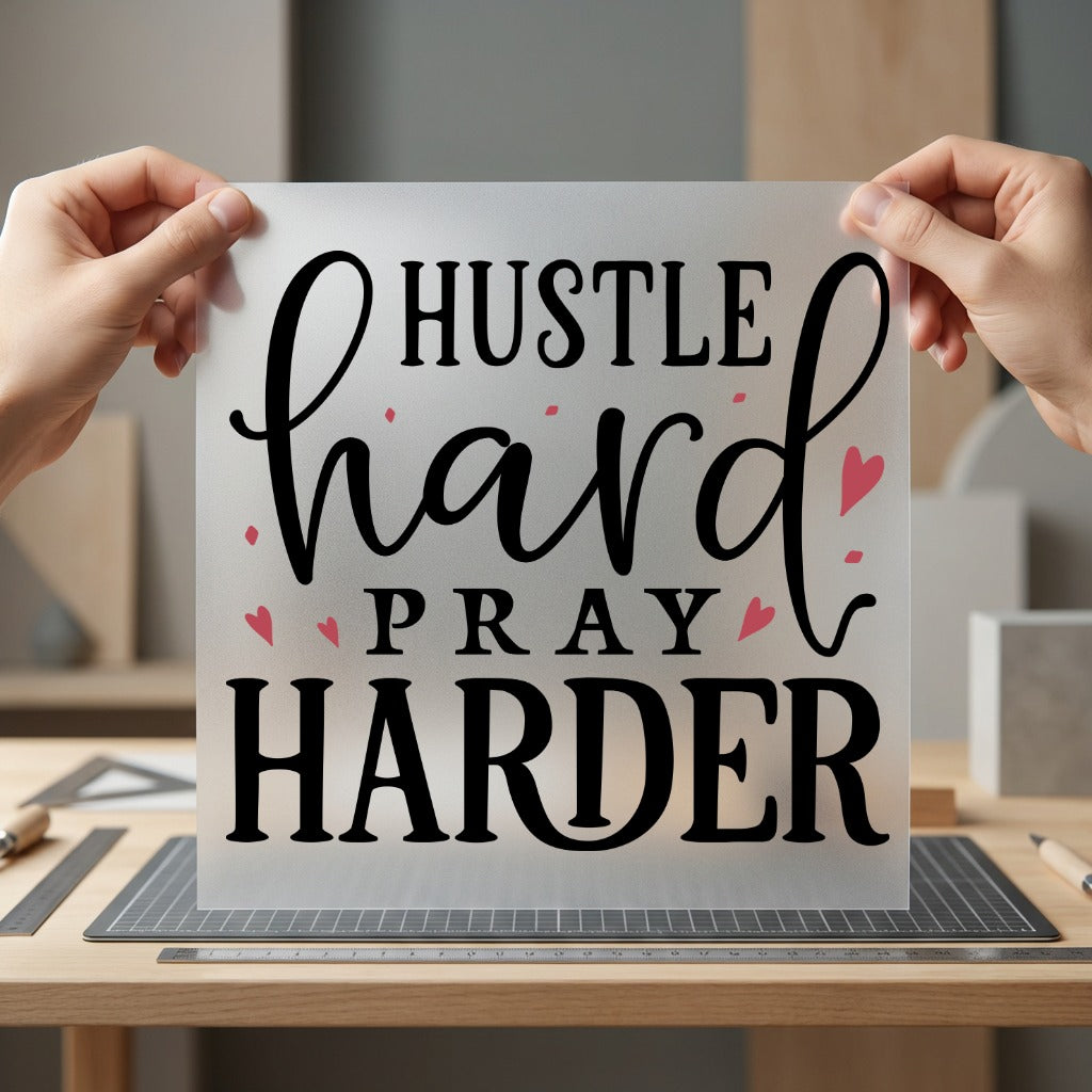 Hustle Hard Pray Harder Christian Faith Ready to Press DTF Transfer for Dtf