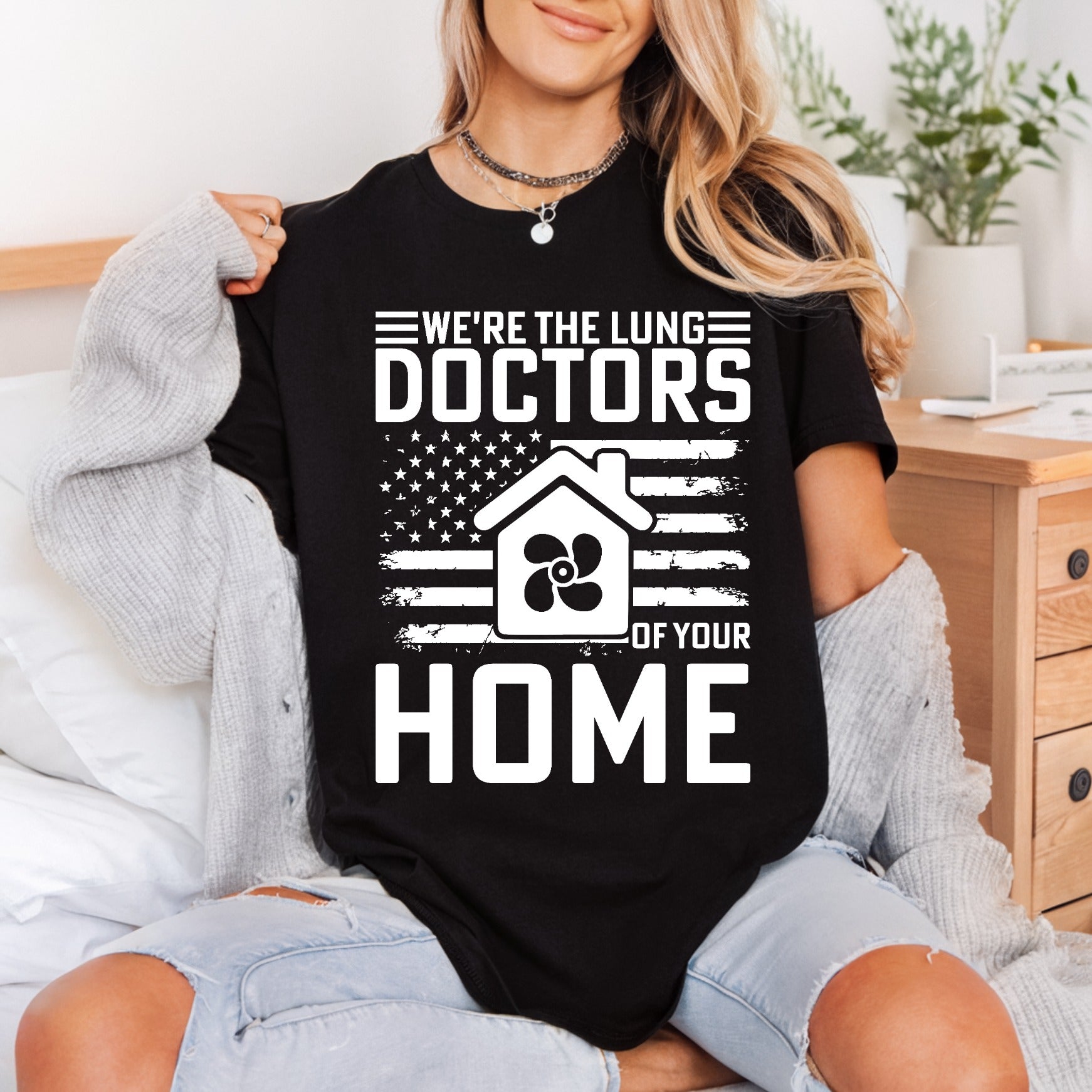 Hvac Lung Doctors Home Patriotic Usa Ready to Press DTF Transfer for Dtf