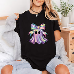 Iridescent Ghost Bow Kawaii Halloween Aesthetic Ready to Press DTF Transfer for Dtf