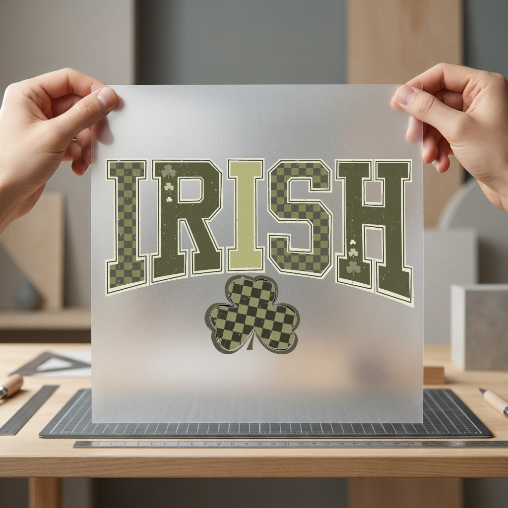 Irish Shamrock Checkered Patrick Vintage Retro Ready to Press DTF Transfer for Dtf
