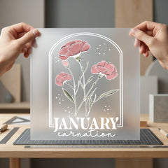 January Carnation Birth Flower Aesthetic Floral Ready to Press DTF Transfer for Dtf