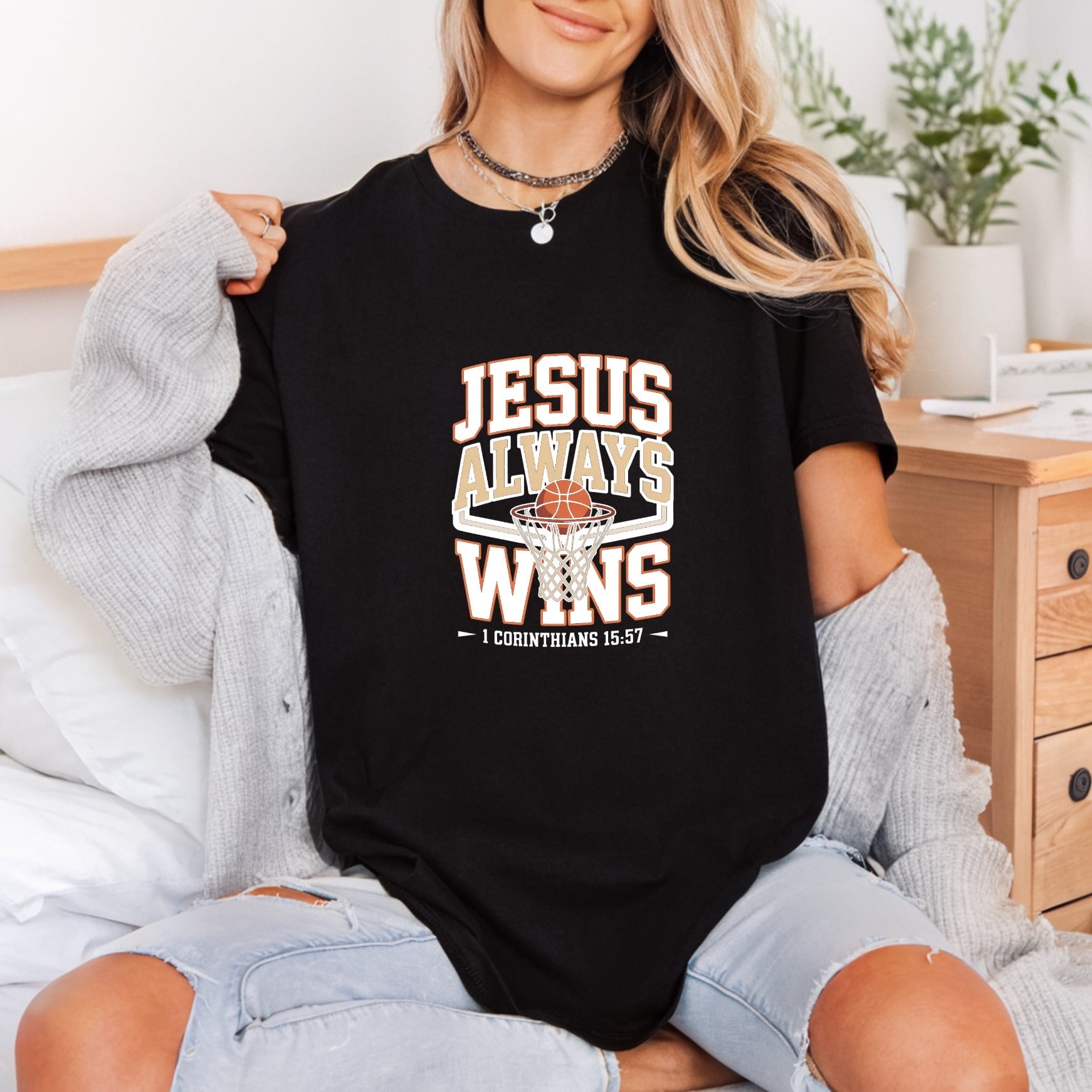 Jesus Always Wins Basketball Christian Faith Ready to Press DTF Transfer for Dtf