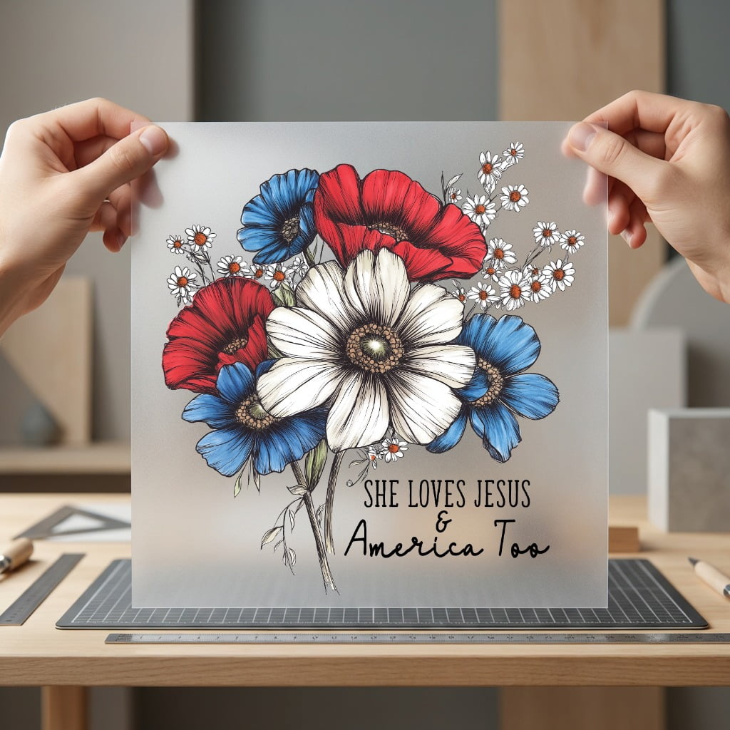 Jesus America Flowers Patriotic Christian Faith Ready to Press DTF Transfer for Dtf