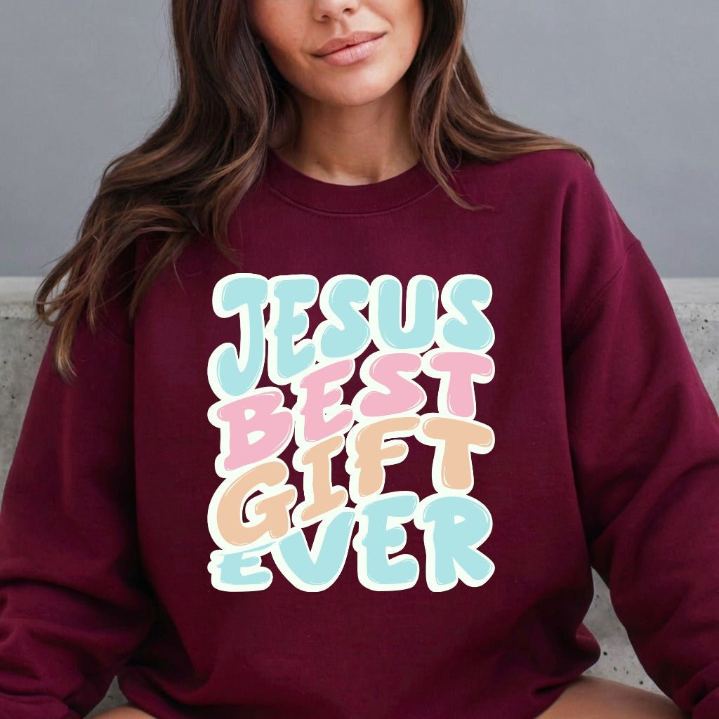 Jesus Best Gift Ever | Retro Christian Praise Sweatshirt - Luckets.com